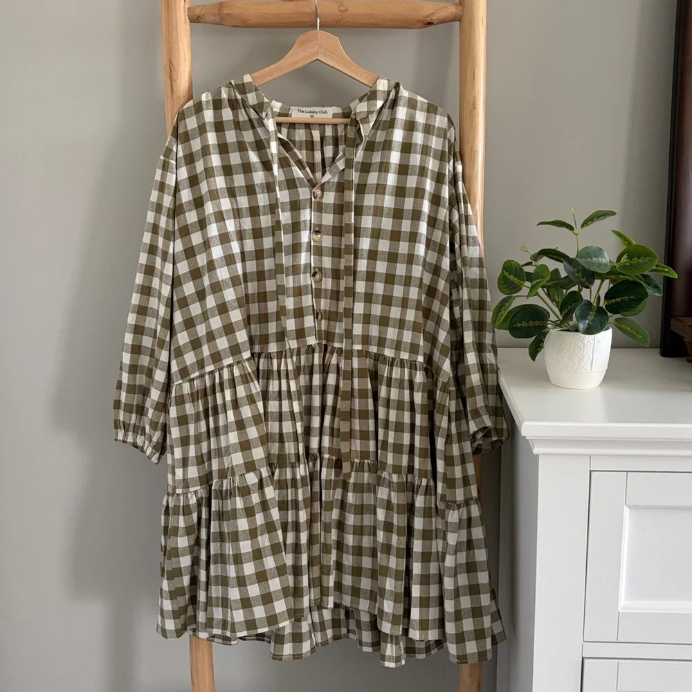 Lullaby Club Avalon Smock Gingham Mini Dress XS - Picture 3 of 7